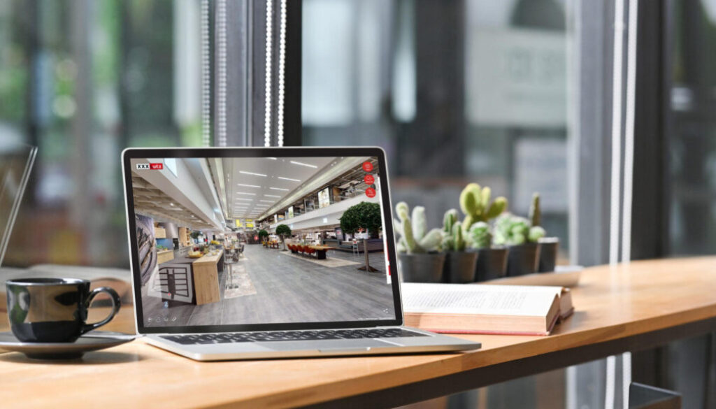 Das digitale Küchenstudio von XXXLutz ermöglicht Kundinnen und Kunden einen virtuellen Rundgang durch die Küchenabteilung.